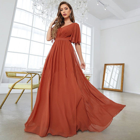 Celestria V Neck Chiffon Dress