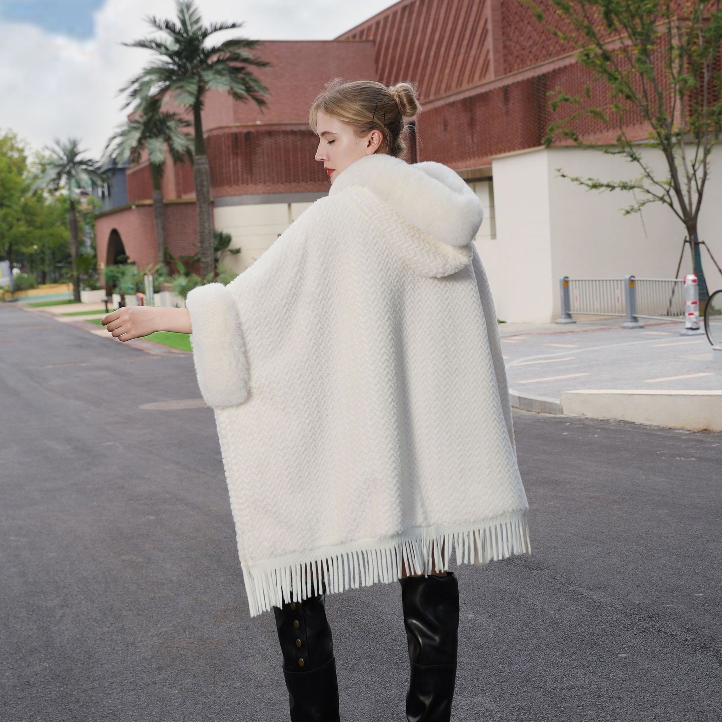 Aurelia Tassel Knit Cape
