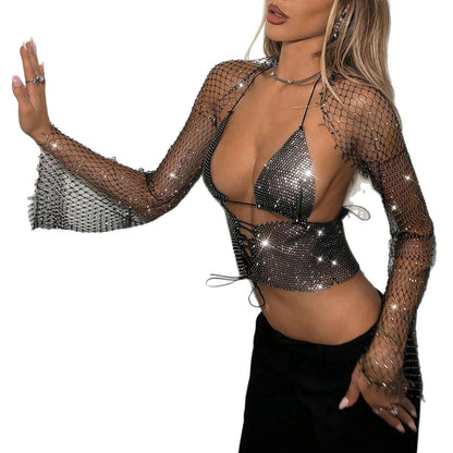 Nyra Crystal Mesh Cami Set