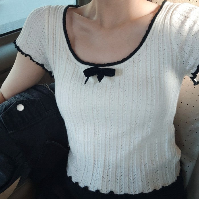 Veyra Lace-Bow Knit Top